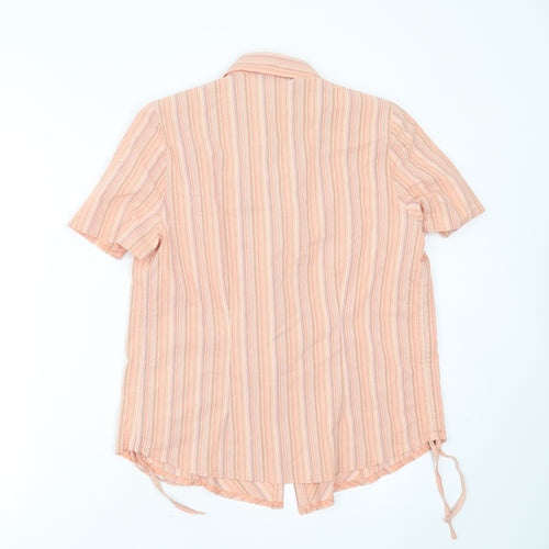 Seven Womens Orange Striped Cotton Basic Button-Up Size 16 Collared