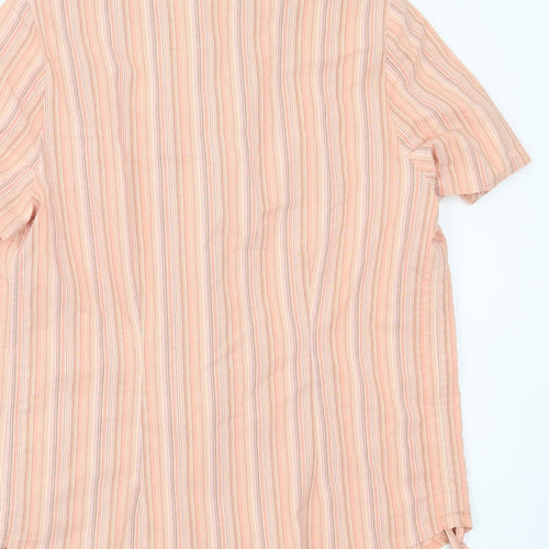 Seven Womens Orange Striped Cotton Basic Button-Up Size 16 Collared