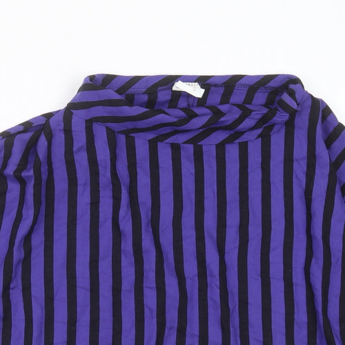 Ferrand Womens Blue Striped Viscose Basic Blouse Size 12 Round Neck