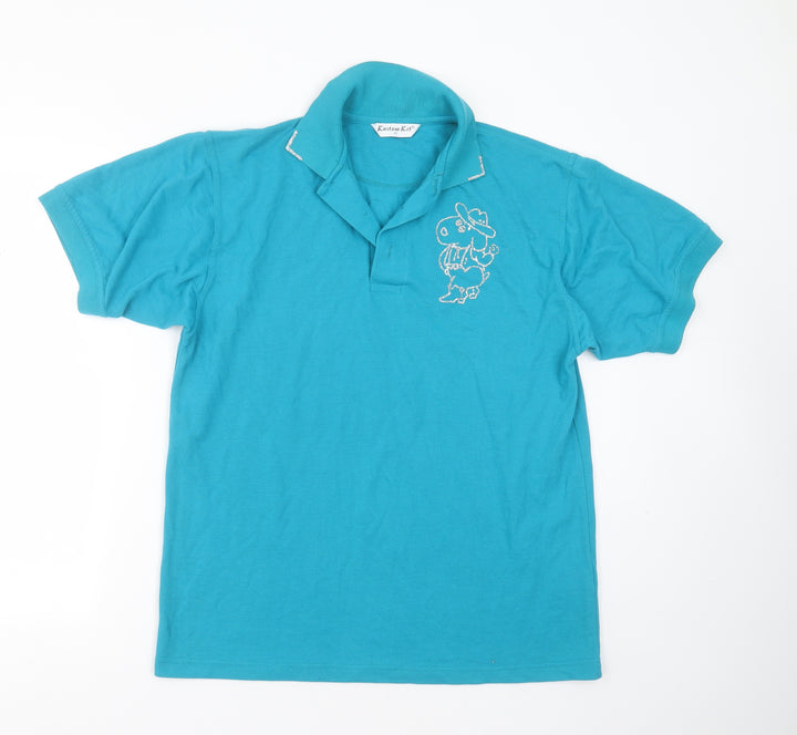 Kustom Kit Womens Blue  Cotton Basic Polo Size M Collared - dog