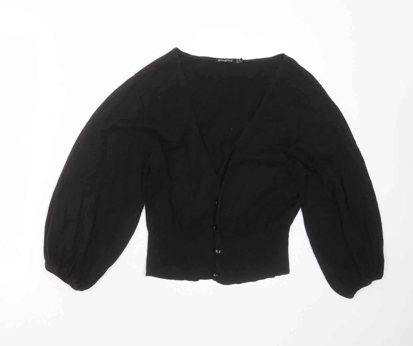 Primark Womens Black V-Neck  Cotton Cardigan Jumper Size 16