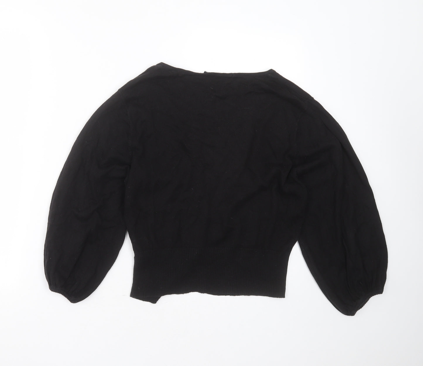 Primark Womens Black V-Neck  Cotton Cardigan Jumper Size 16