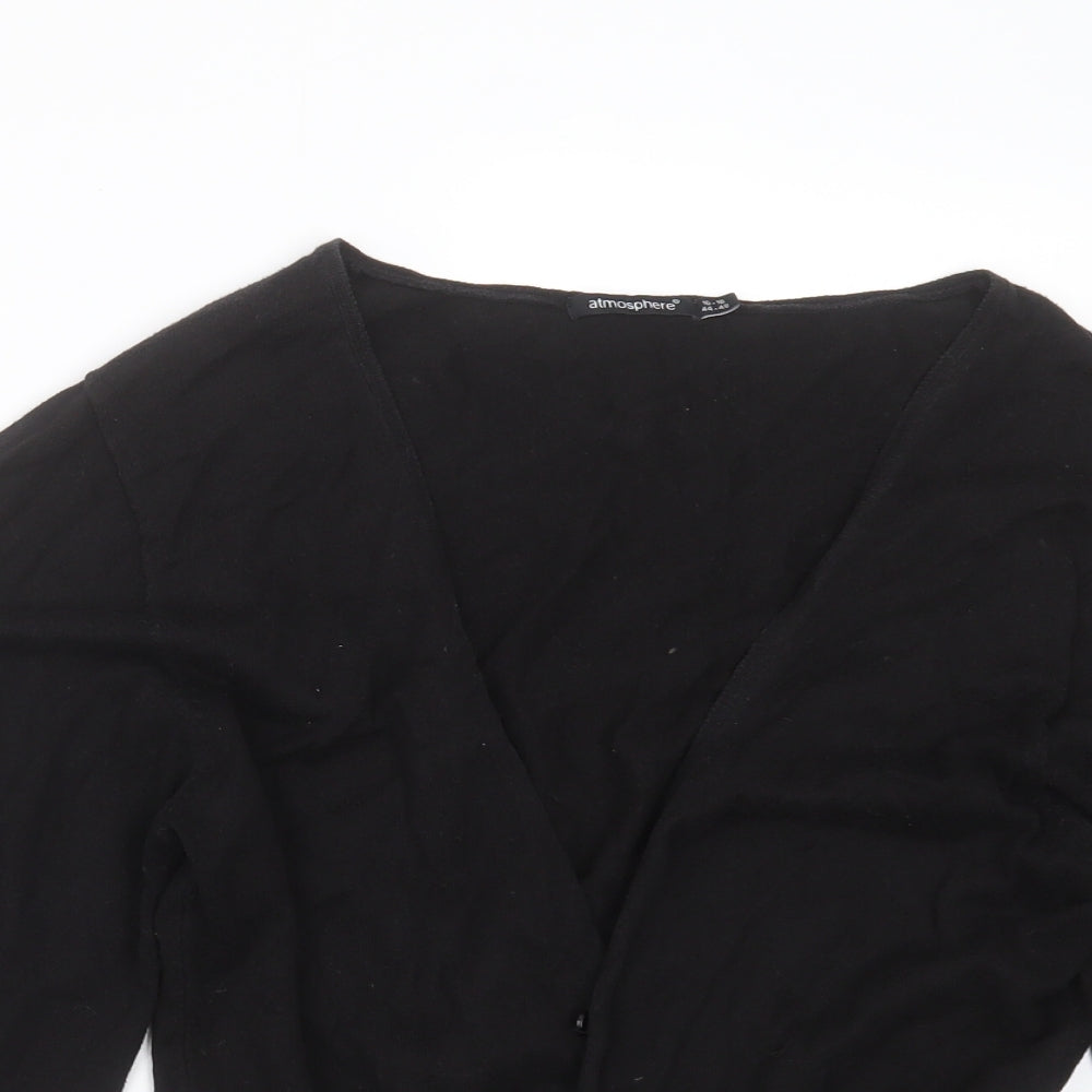 Primark Womens Black V-Neck  Cotton Cardigan Jumper Size 16