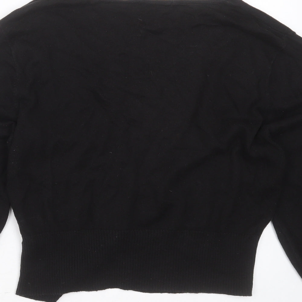 Primark Womens Black V-Neck  Cotton Cardigan Jumper Size 16