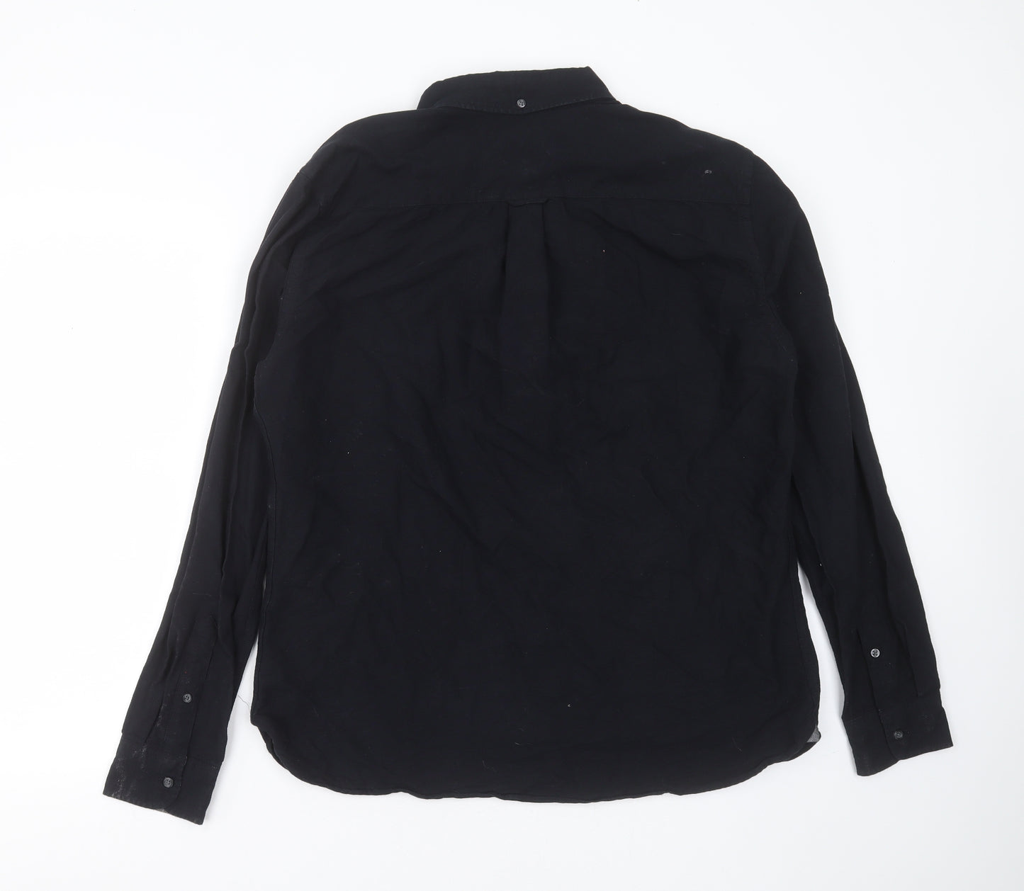 NEXT Mens Black  Cotton  Button-Up Size L Collared Button