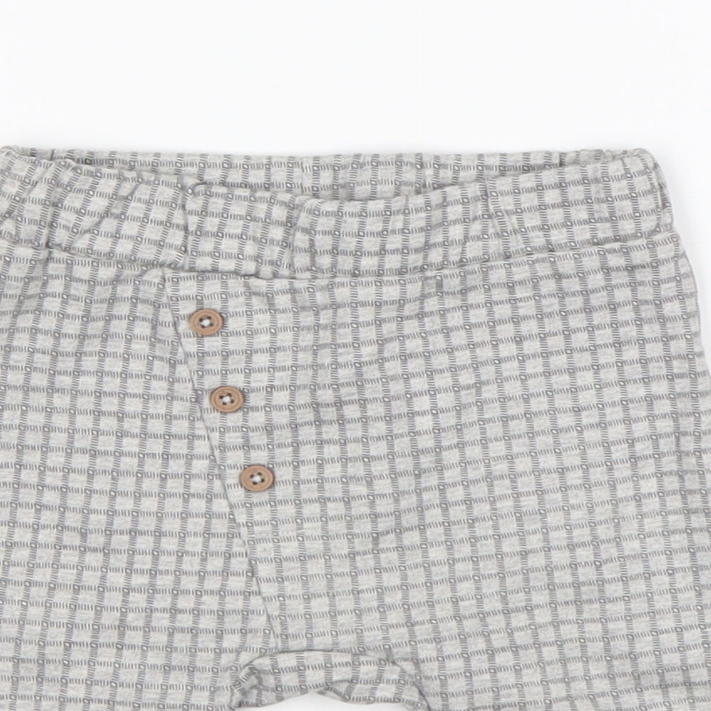 Nutmeg Boys Grey Check Cotton Sweatpants Trousers Size 3-6 Months