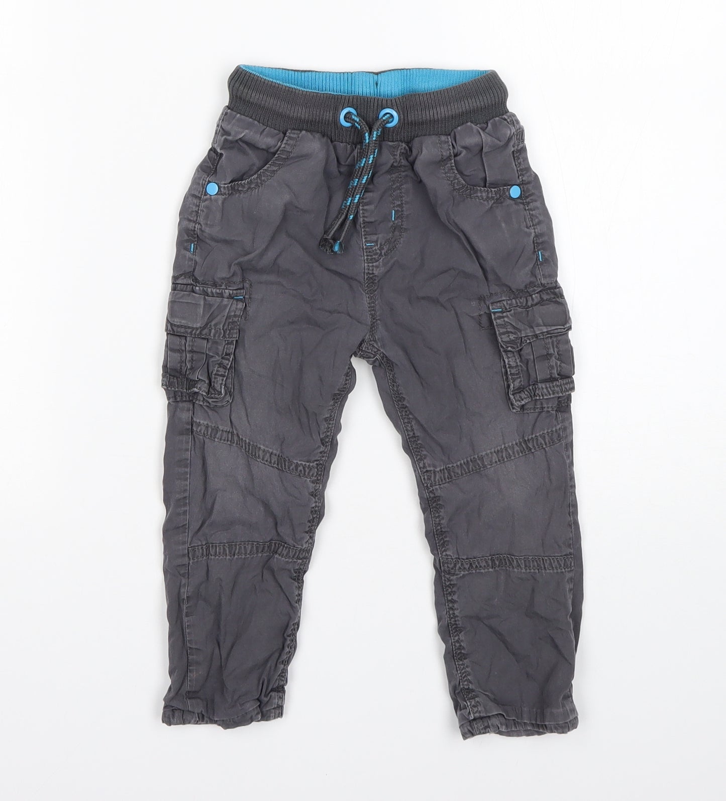 George Boys Grey  Cotton Cargo Trousers Size 18-24 Months