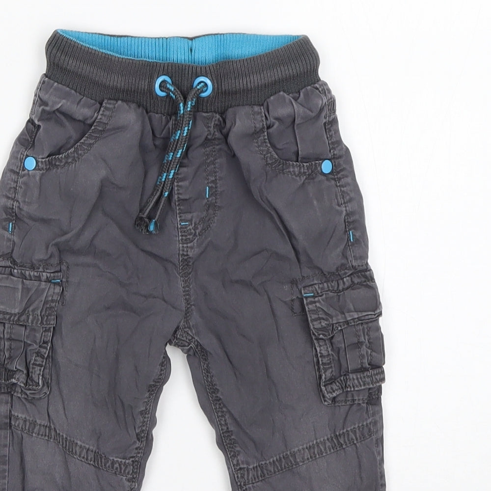 George Boys Grey  Cotton Cargo Trousers Size 18-24 Months