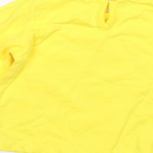 George Girls Yellow  Cotton Basic T-Shirt Size 3-6 Months Round Neck