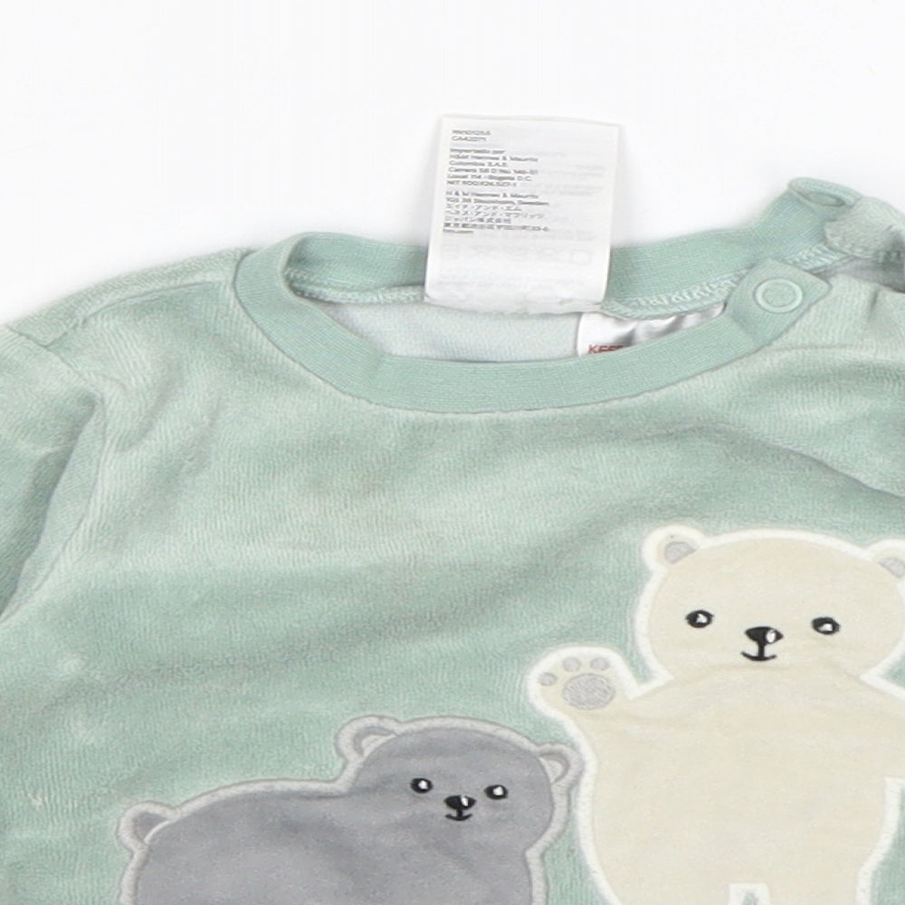 H&M Boys Green Animal Print Cotton Pullover Jumper Size 3-6 Months