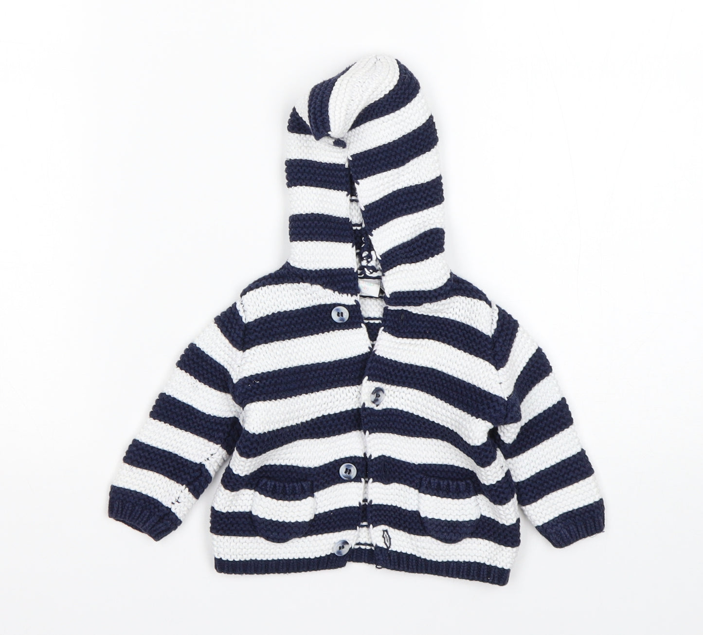 Mini Club Boys Multicoloured Striped Cotton Cardigan Jumper Size 0-3 Months