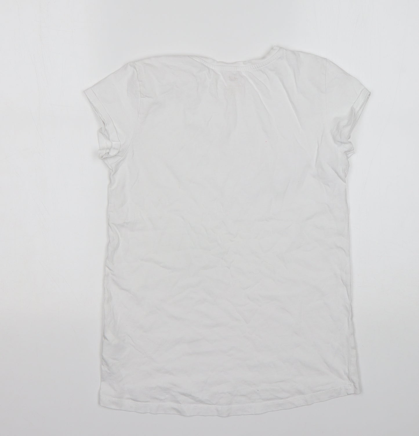 H&M Girls White  Cotton Basic T-Shirt Size 13-14 Years Round Neck