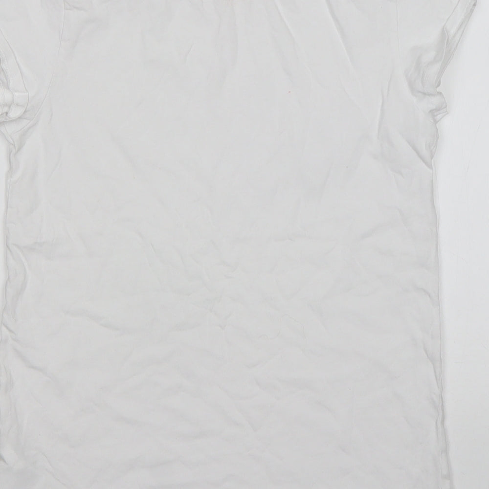 H&M Girls White  Cotton Basic T-Shirt Size 13-14 Years Round Neck