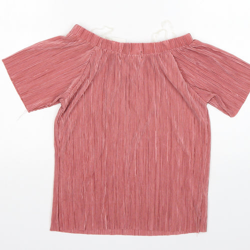 F&F Womens Pink  Polyester Basic Blouse Size S Boat Neck