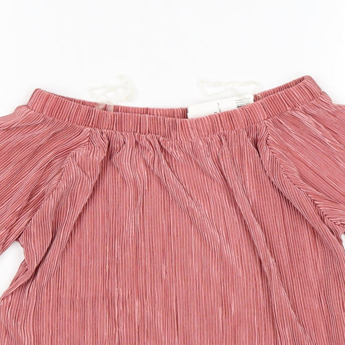 F&F Womens Pink  Polyester Basic Blouse Size S Boat Neck