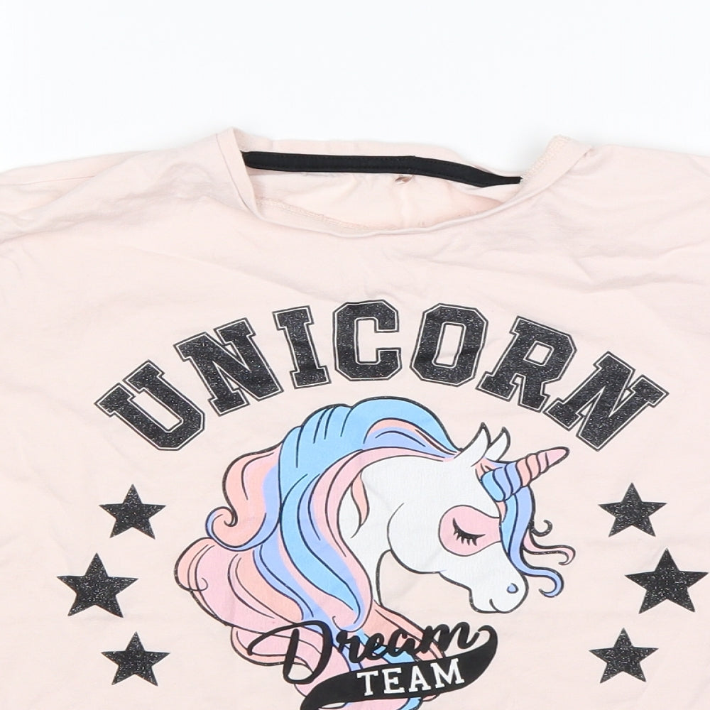 George Girls Pink Animal Print Cotton Top Pyjama Top Size 11-12 Years   - Unicorn