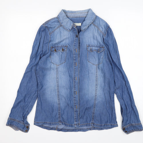 suitbelanco Womens Blue   Basic Button-Up Size S Collared
