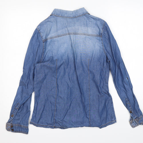 suitbelanco Womens Blue   Basic Button-Up Size S Collared