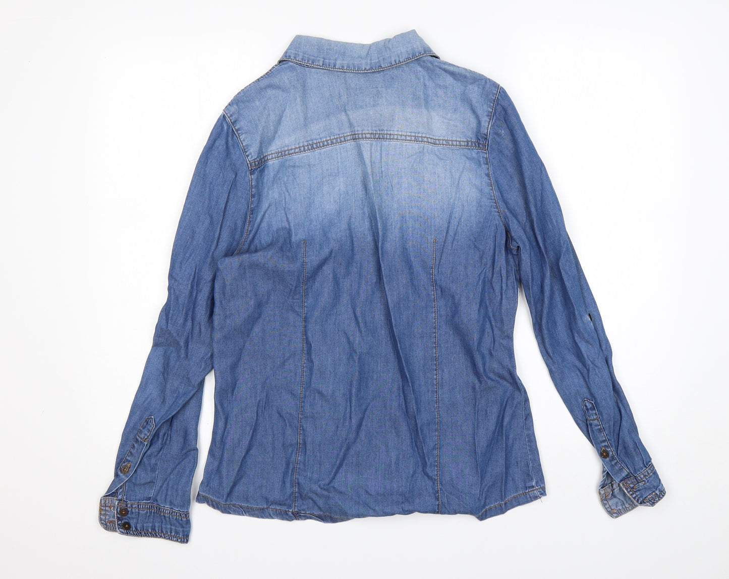 suitbelanco Womens Blue   Basic Button-Up Size S Collared