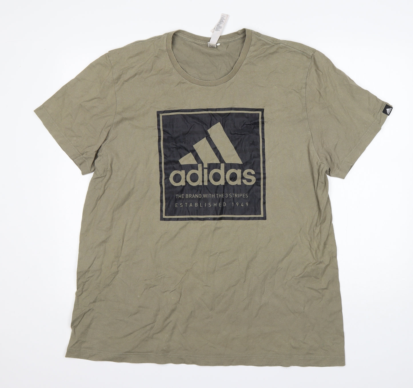 adidas Mens Green  Cotton  T-Shirt Size XL Round Neck