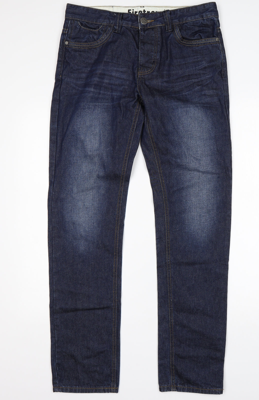 Firetrap Mens Blue  Cotton Straight Jeans Size 32 L32 in Regular