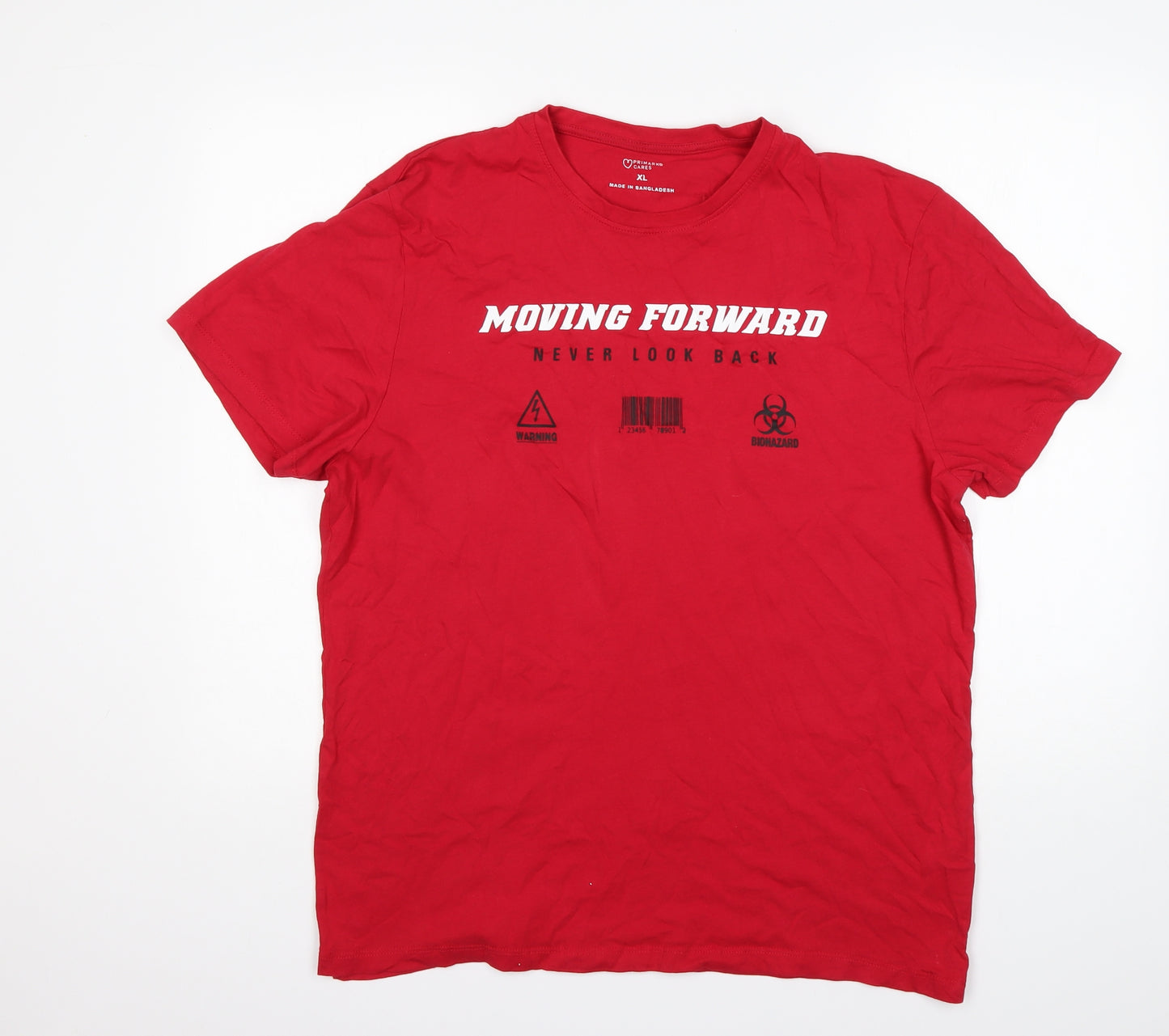 Primark Mens Red  Cotton  T-Shirt Size XL Round Neck