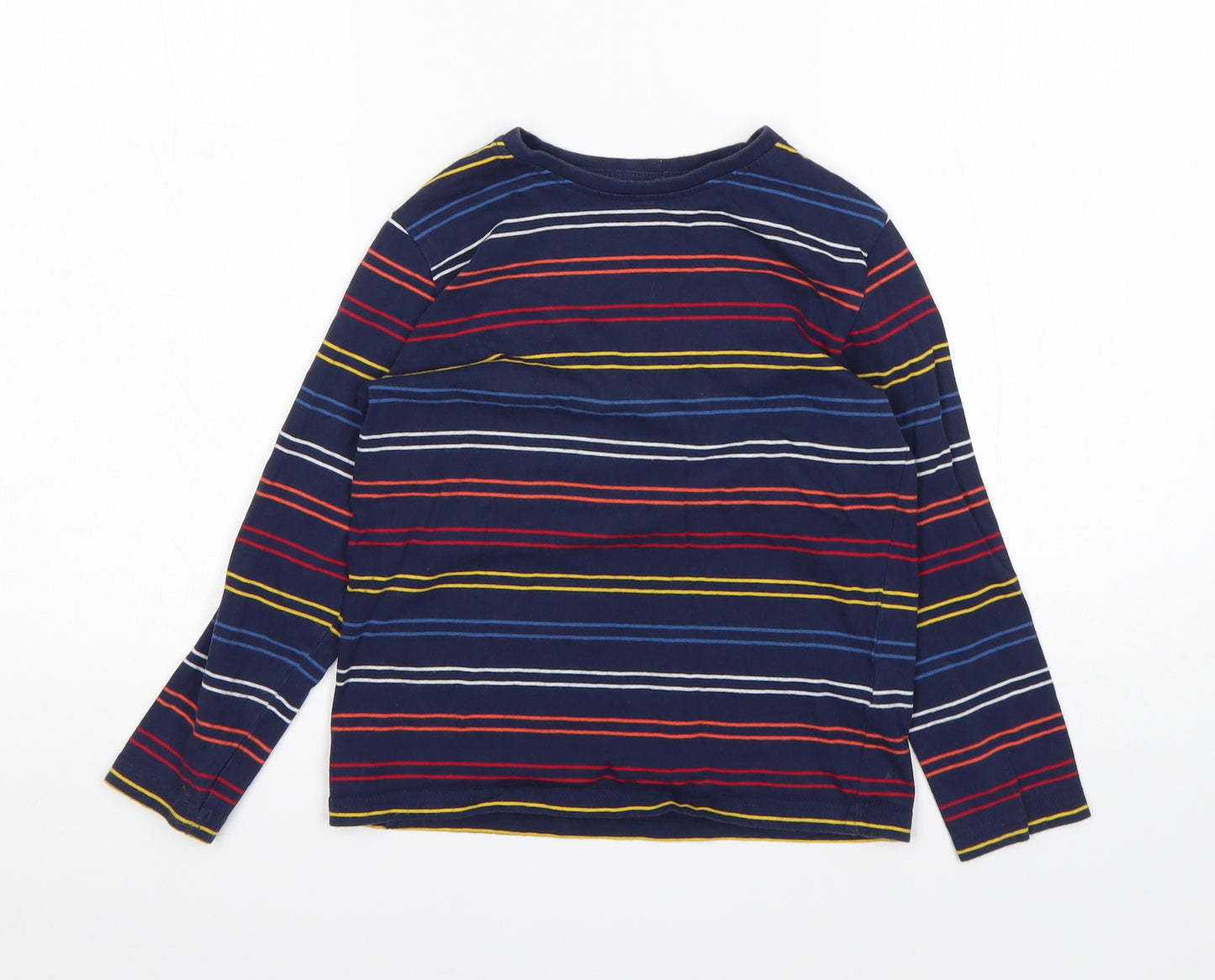 Primark Boys Multicoloured Striped Cotton Basic T-Shirt Size 7-8 Years Round Neck