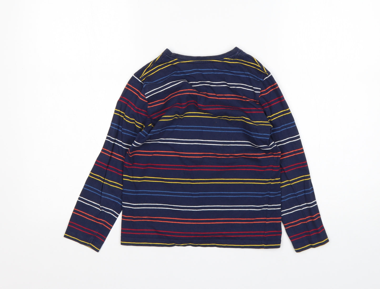 Primark Boys Multicoloured Striped Cotton Basic T-Shirt Size 7-8 Years Round Neck
