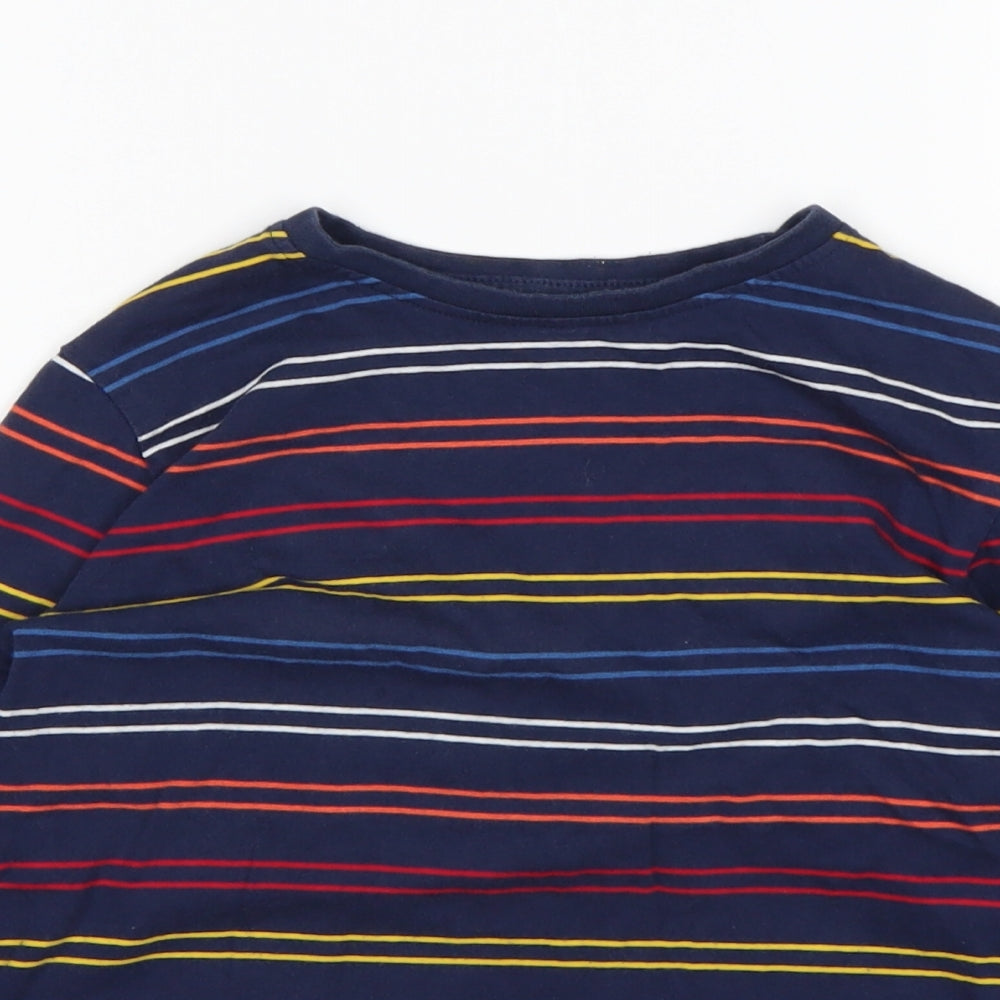 Primark Boys Multicoloured Striped Cotton Basic T-Shirt Size 7-8 Years Round Neck