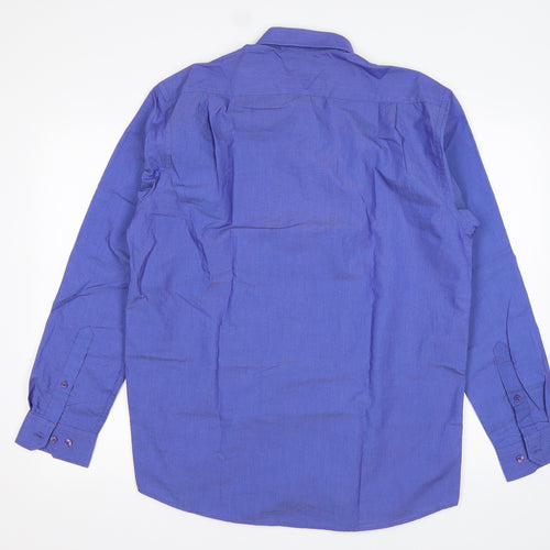 John Miller  Mens Blue  Cotton  Button-Up Size 41 Collared