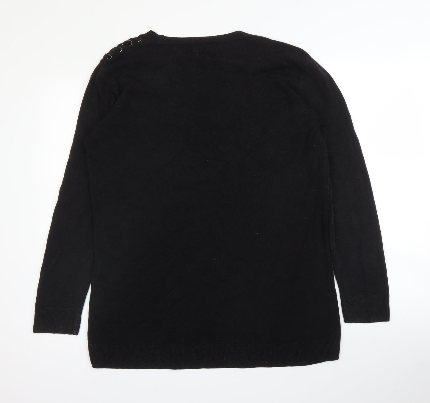 F&F Womens Black Round Neck  Acrylic Pullover Jumper Size 16
