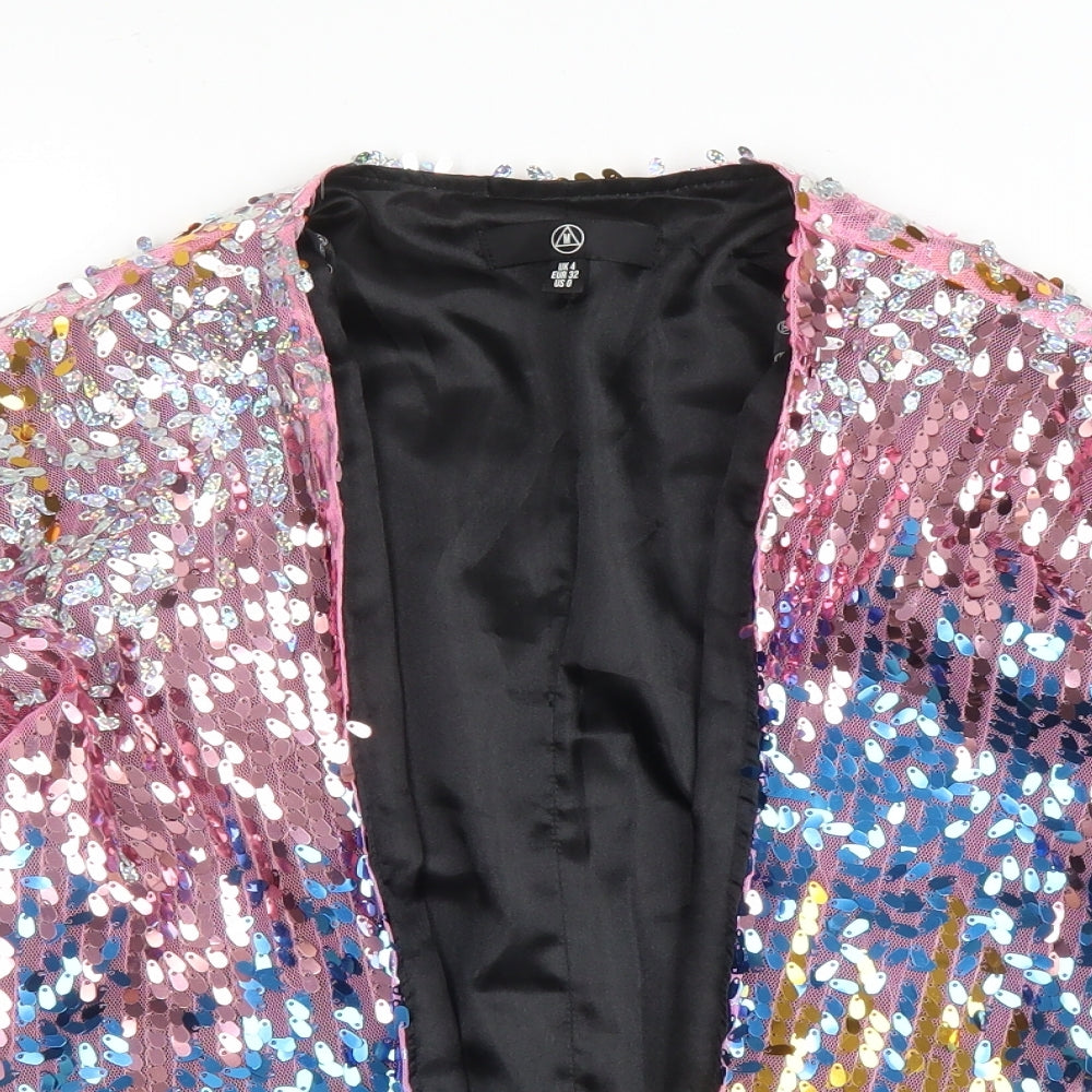 Missguided Womens Pink V-Neck  Polyester Cardigan Jumper Size 4