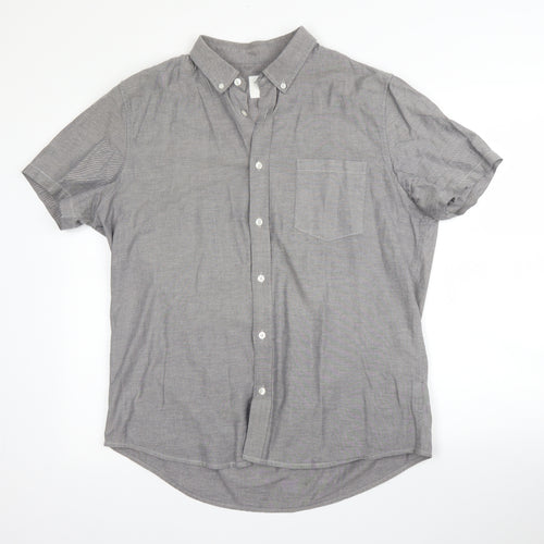 Burton  Mens Grey  Cotton  Button-Up Size L Collared Button