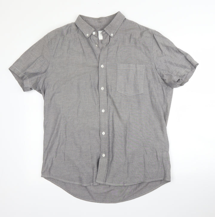 Burton  Mens Grey  Cotton  Button-Up Size L Collared Button
