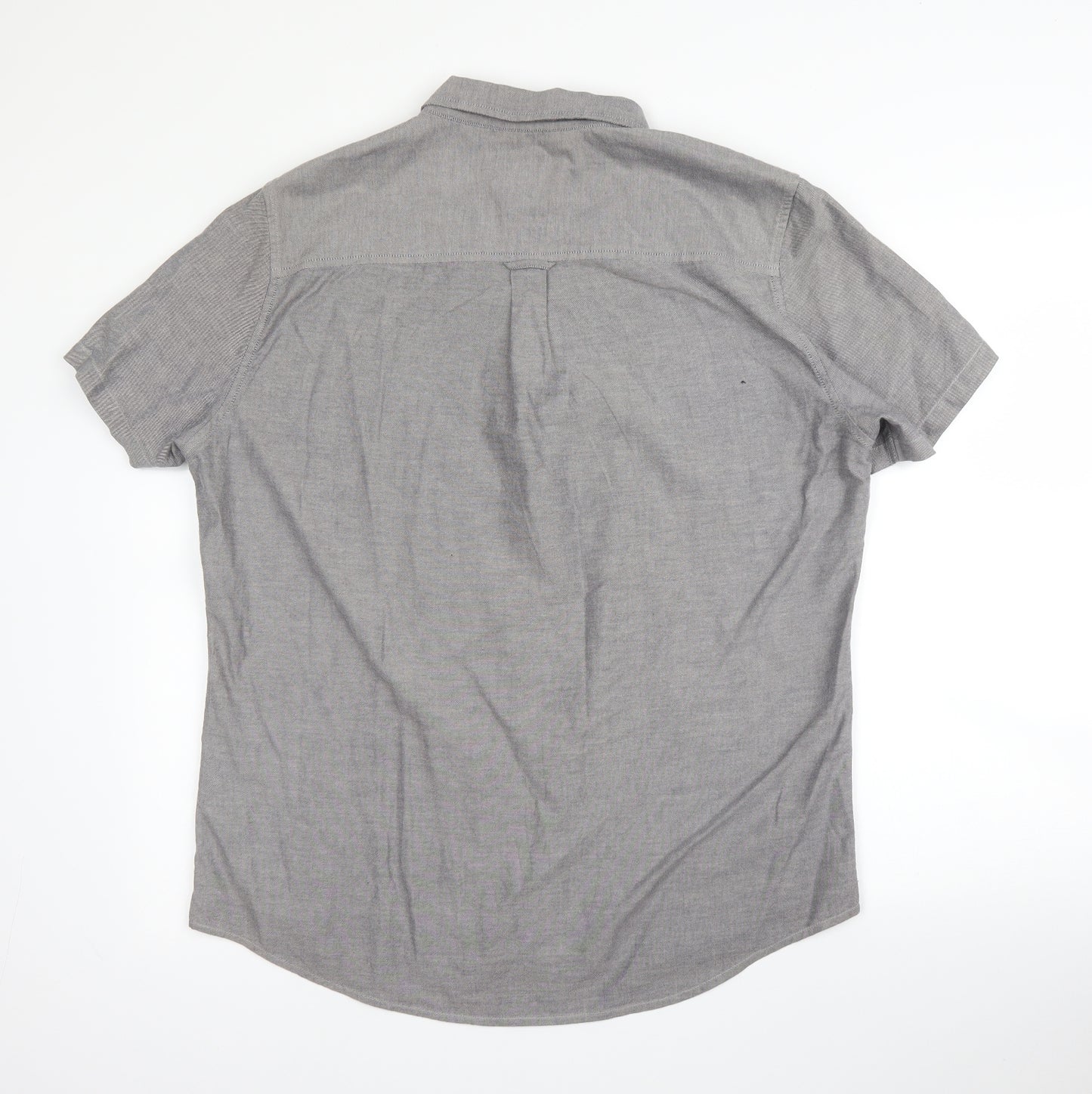 Burton  Mens Grey  Cotton  Button-Up Size L Collared Button