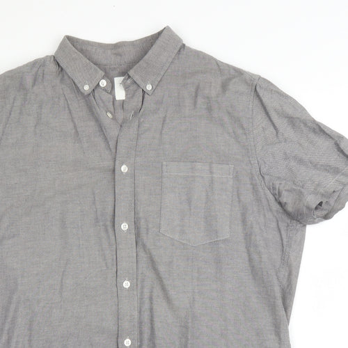 Burton  Mens Grey  Cotton  Button-Up Size L Collared Button
