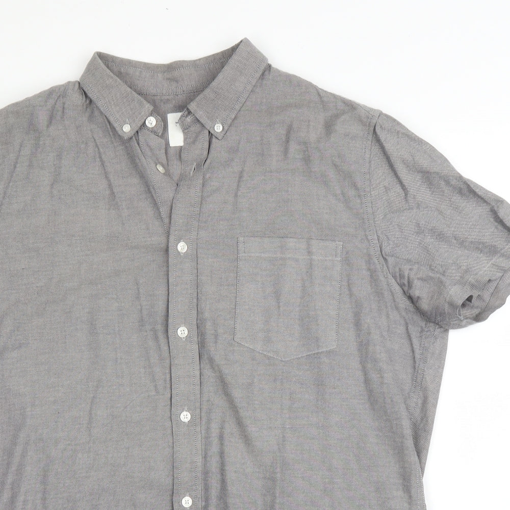 Burton  Mens Grey  Cotton  Button-Up Size L Collared Button