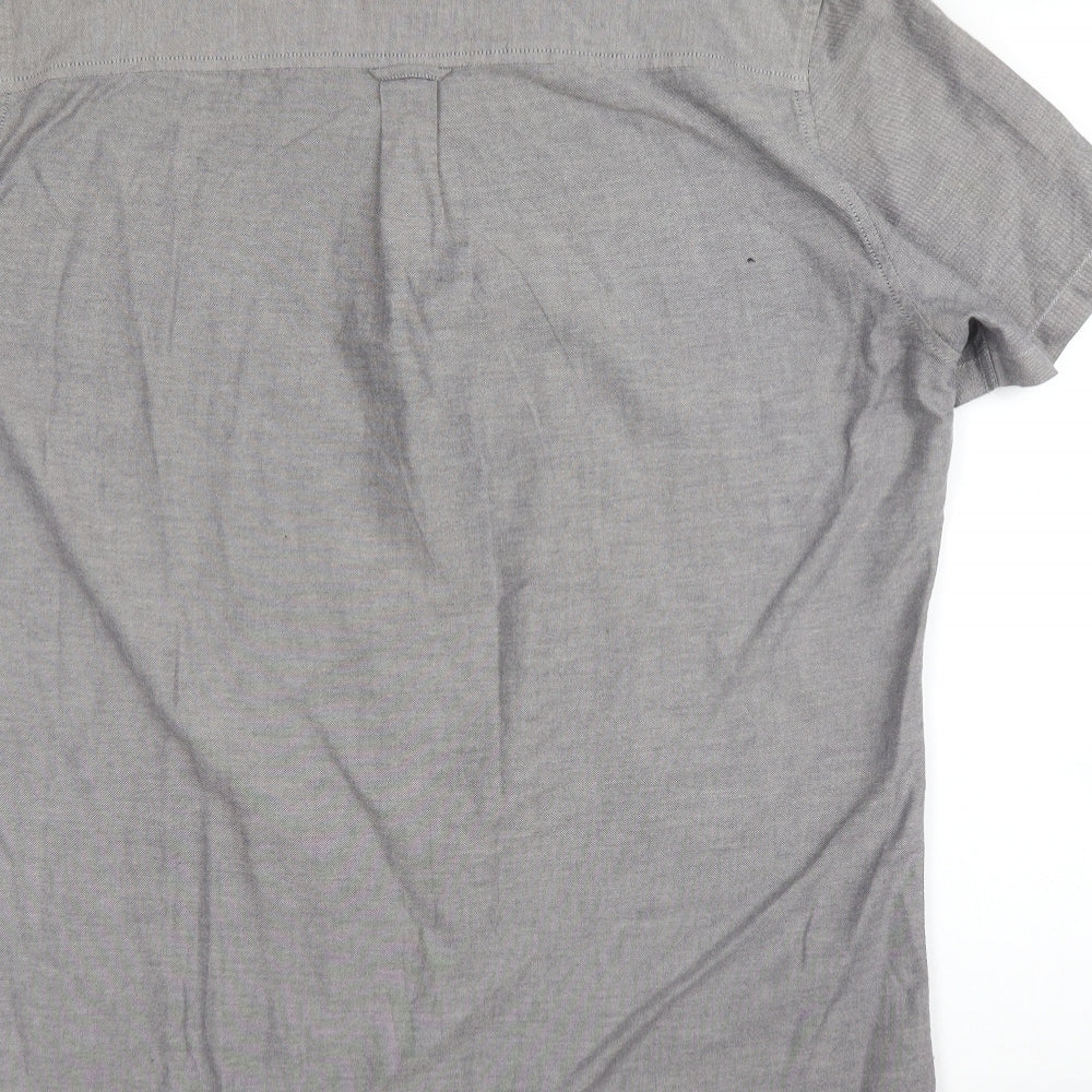 Burton  Mens Grey  Cotton  Button-Up Size L Collared Button