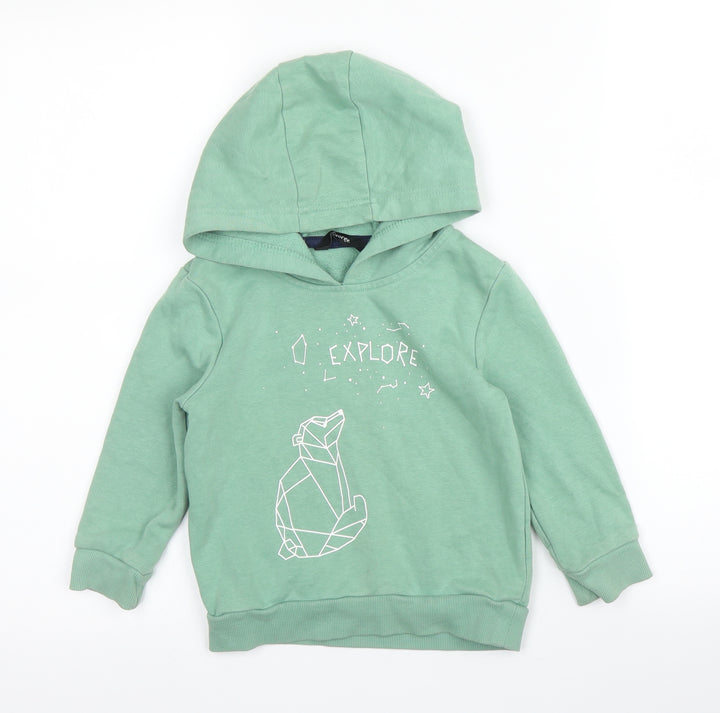 George Boys Green  Cotton Pullover Hoodie Size 2-3 Years