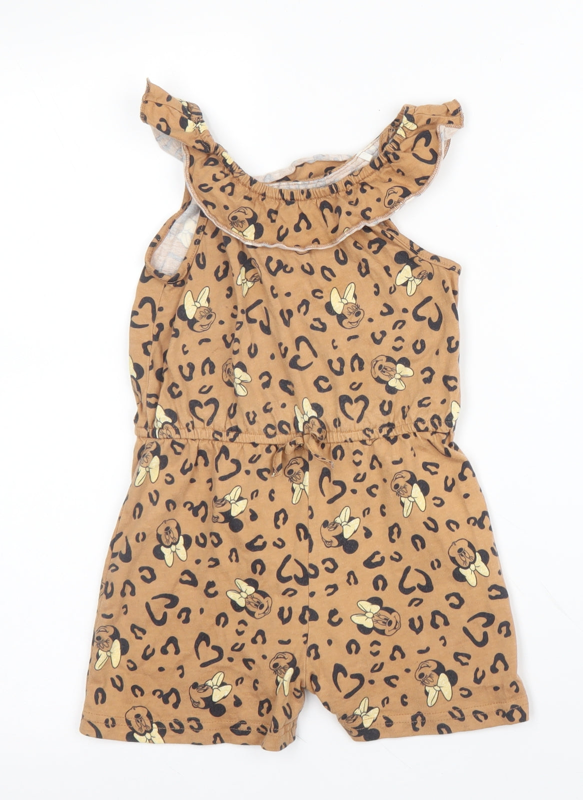 George Girls Beige Animal Print Cotton Romper One-Piece Size 3 Years   - Disney, Minnie Mouse