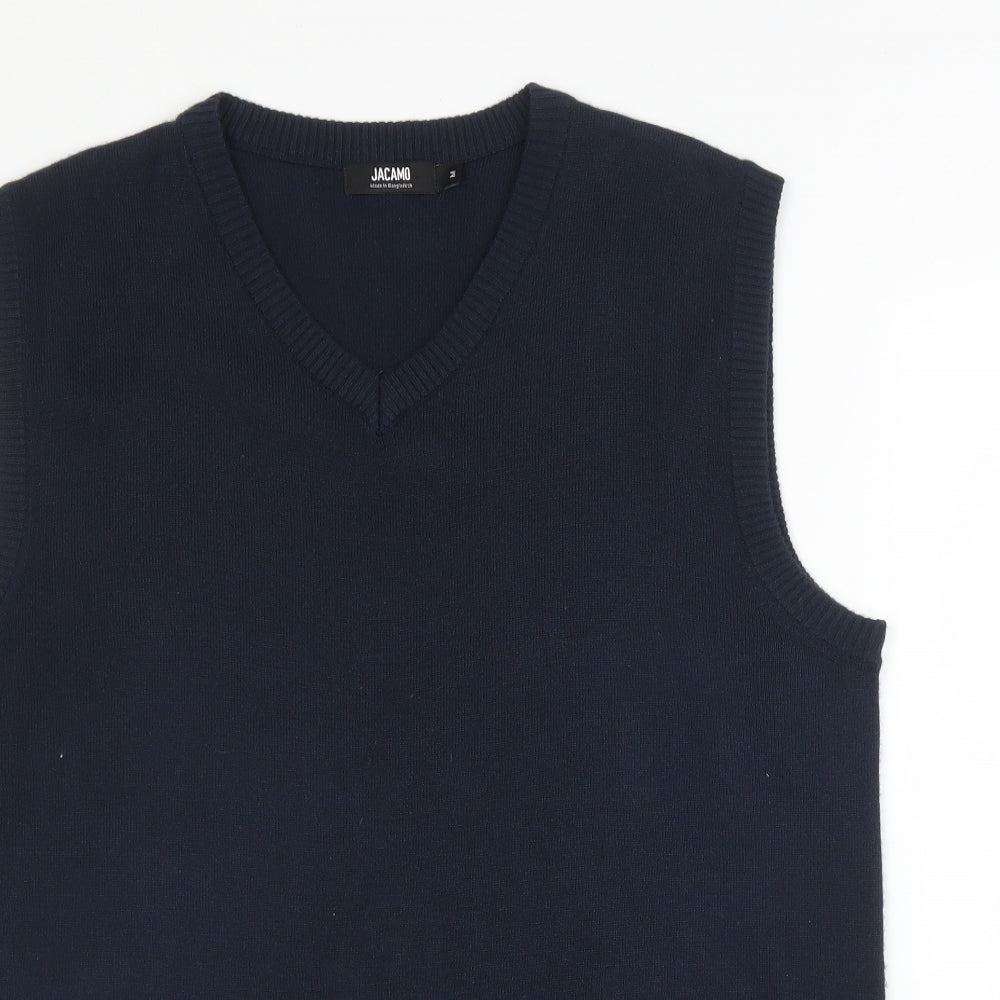 Jacamo Mens Blue V-Neck  Acrylic Vest Jumper Size M