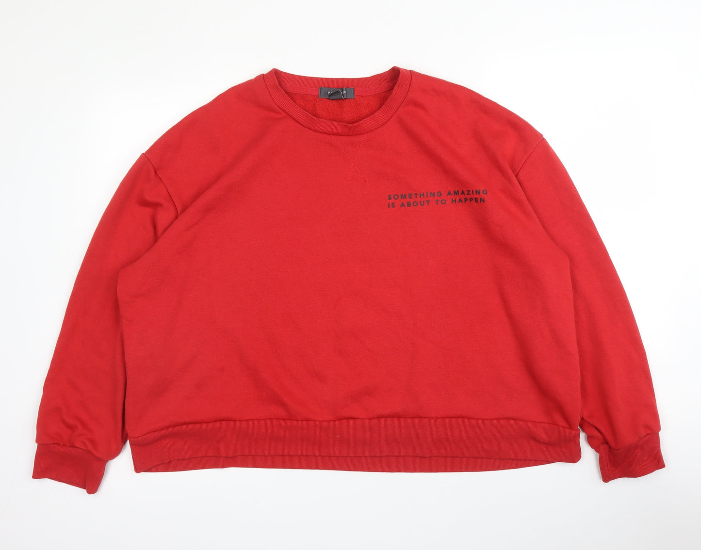 Primark Womens Red Round Neck  Cotton Pullover Jumper Size 18