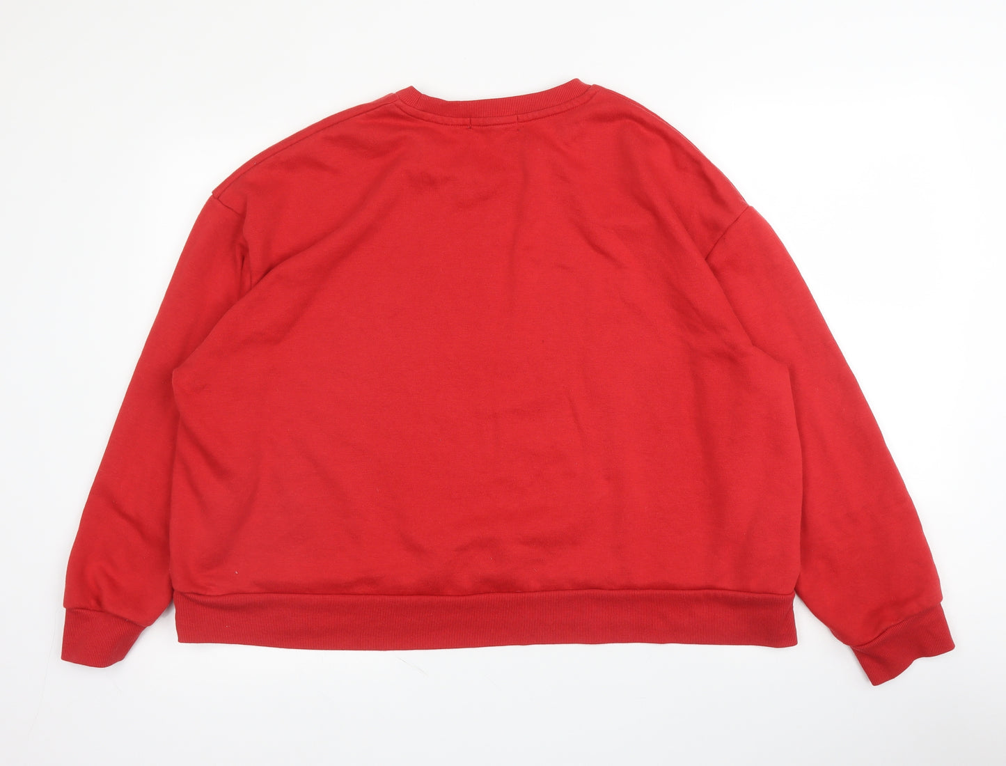 Primark Womens Red Round Neck  Cotton Pullover Jumper Size 18