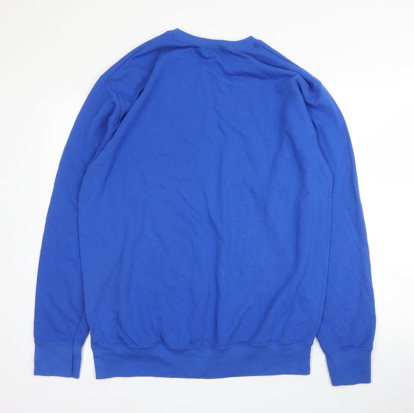 Fruit of the Loom Mens Blue Round Neck  Cotton Pullover Jumper Size XL