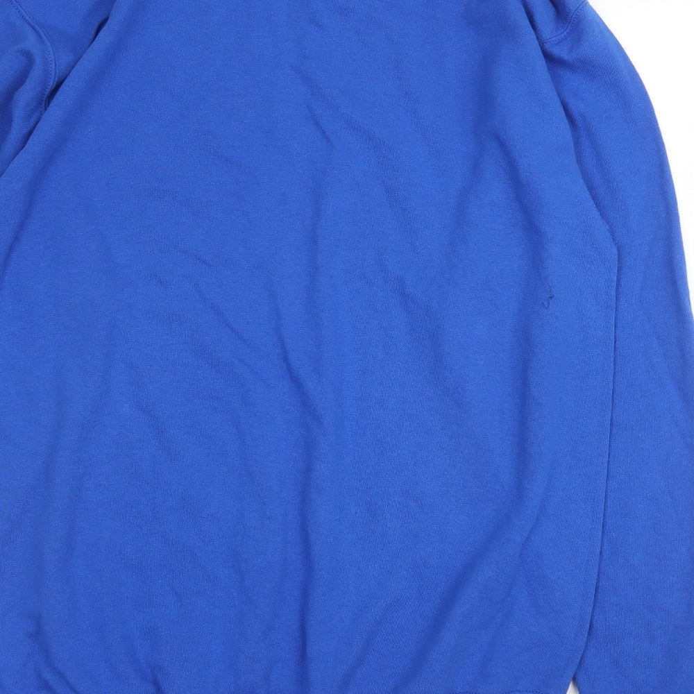 Fruit of the Loom Mens Blue Round Neck  Cotton Pullover Jumper Size XL