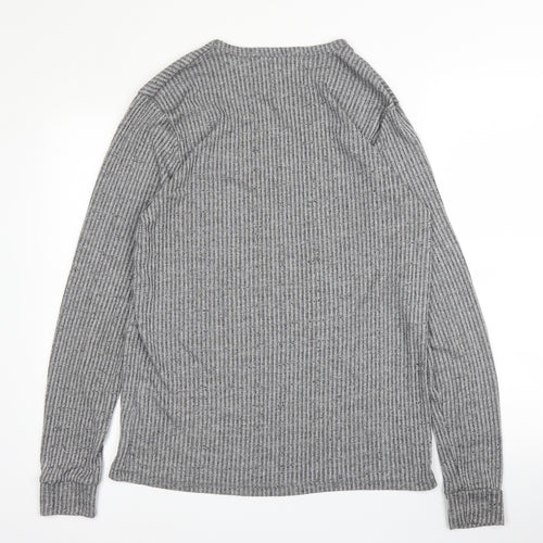 Topman Mens Grey Round Neck  Viscose Pullover Jumper Size XL
