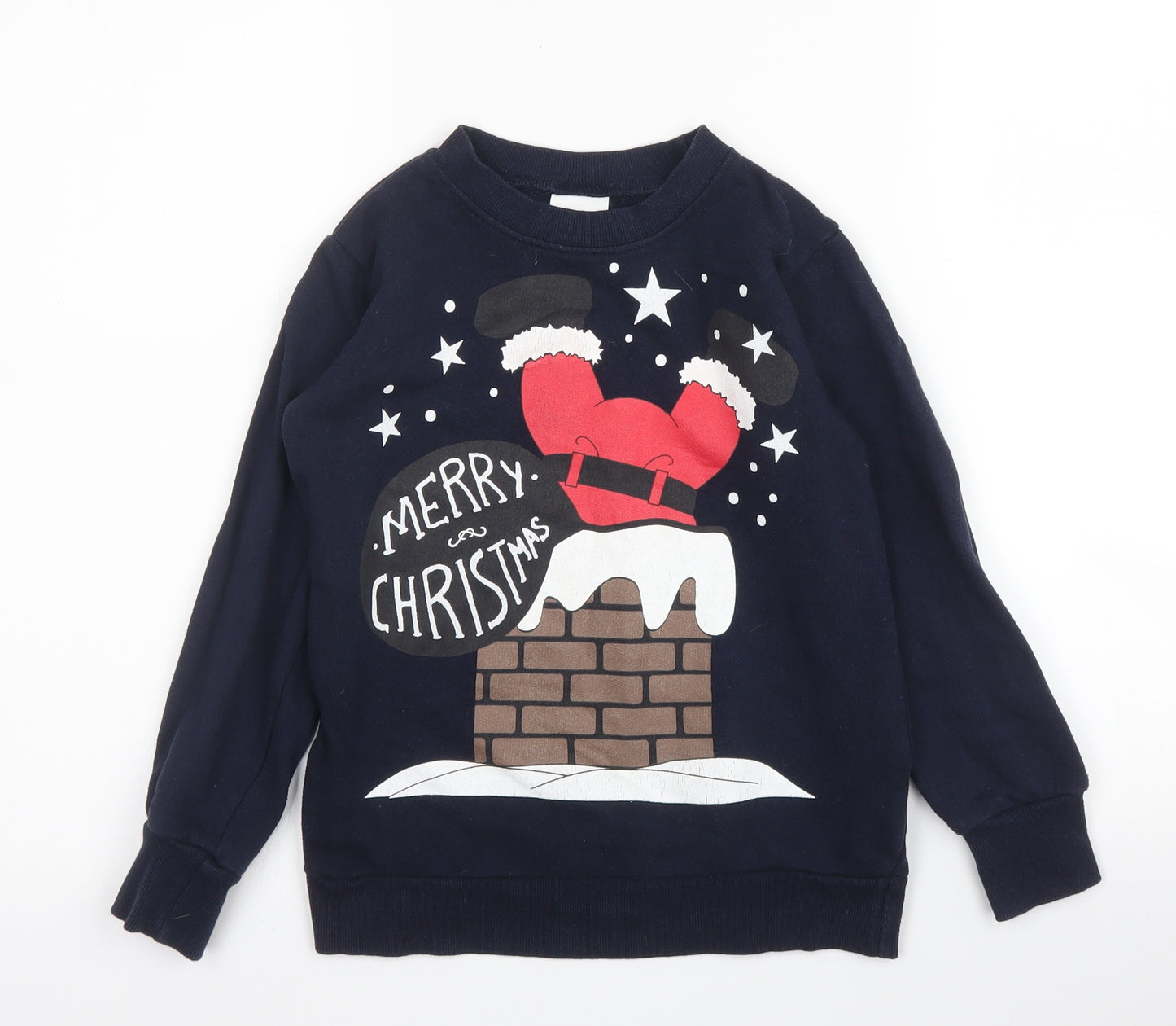 4Kidz Boys Blue Round Neck  Cotton Pullover Jumper Size 7-8 Years   - Christmas
