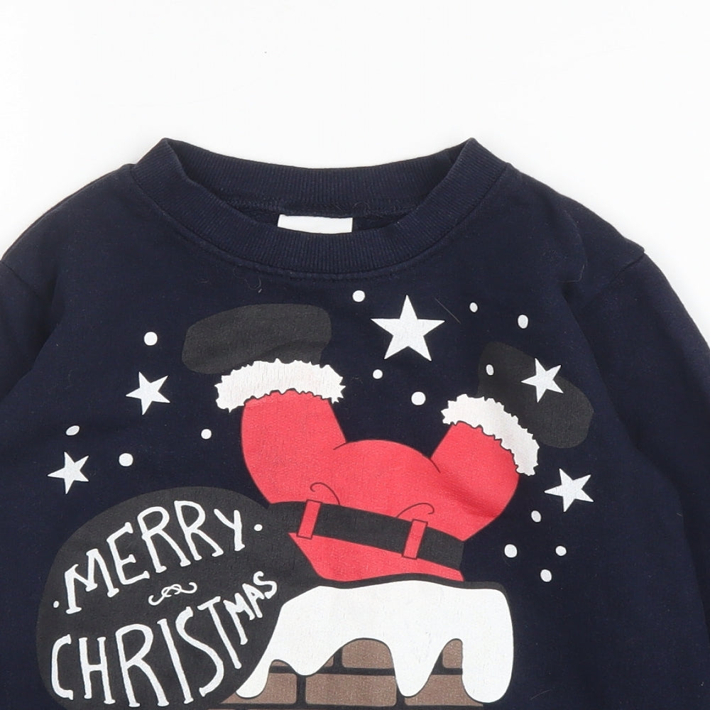 4Kidz Boys Blue Round Neck  Cotton Pullover Jumper Size 7-8 Years   - Christmas