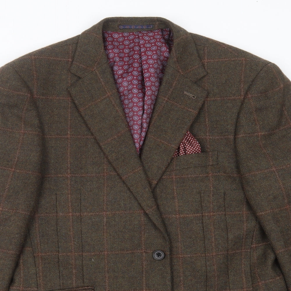 NEXT Mens Green Check Wool Jacket Suit Jacket Size 40   - tailored fit