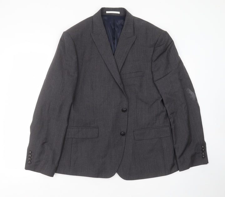 Marks and Spencer Mens Grey Herringbone Wool Jacket Suit Jacket Size 44